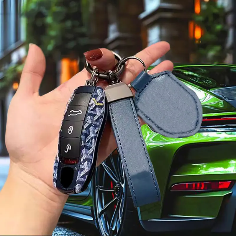 

Fashionable Painted Plastics Car Key Case ABS Key Cover Key Fob Bag Fit for Panamera Cayenne Macan 911 Boxster Cayman 718 Taycan