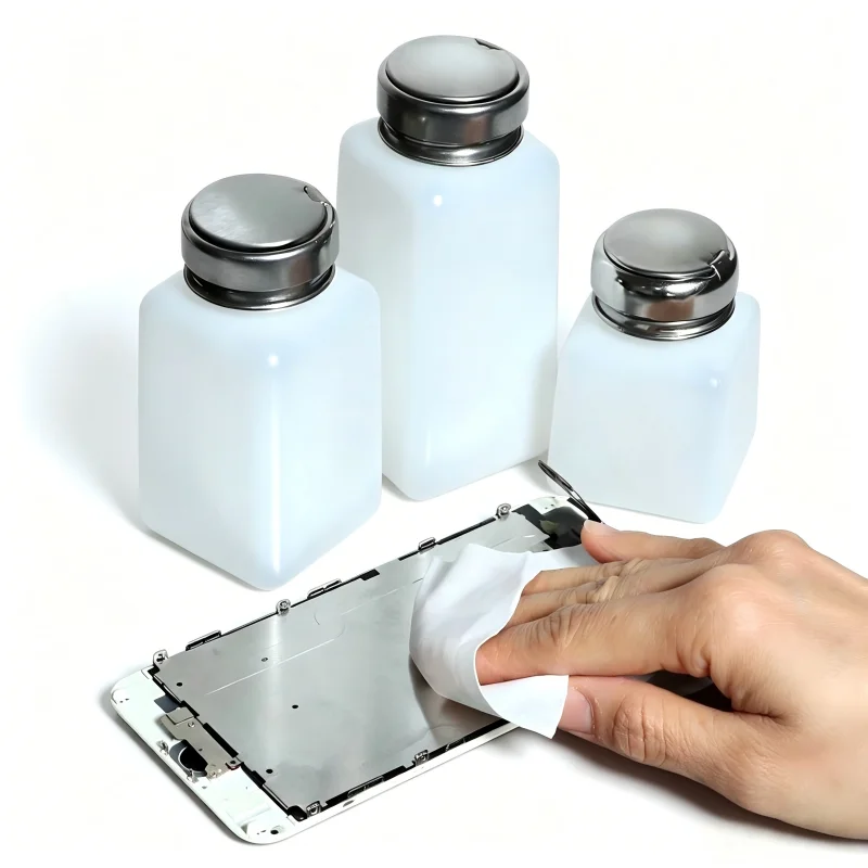 180ml Alcohol Pump Dispenser Bottle Leak Proof Push Down Liquid Container for Phone Repair Cleaning
