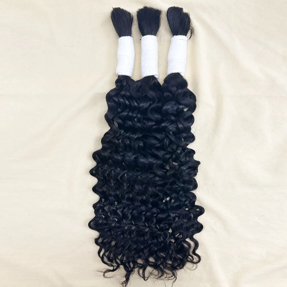 18 20 pollici capelli umani per trecce 1/3 pezzi capelli umani ondulati profondi neri naturali sfusi per trecce boho senza trama estensioni ricce di capelli umani