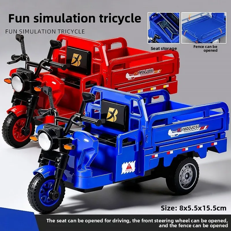 

ull-Back Simulation Tricycle Toy, Motorcycle with Openable Bed for Kids