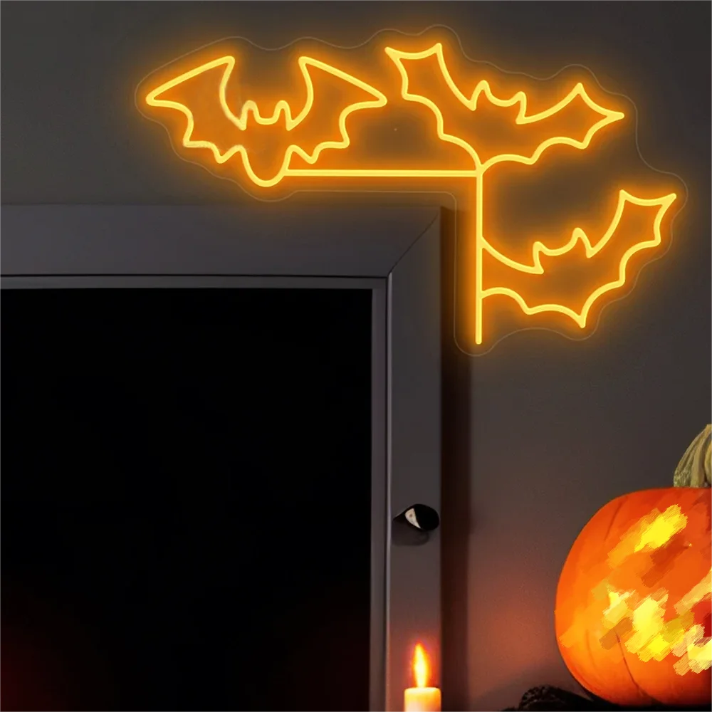 

Bats Neon Signs For Wall Decor Window Door Frame Neon Lights Halloween Decoraiton Home Party Bar Club Art Room Decor Signs Lamp
