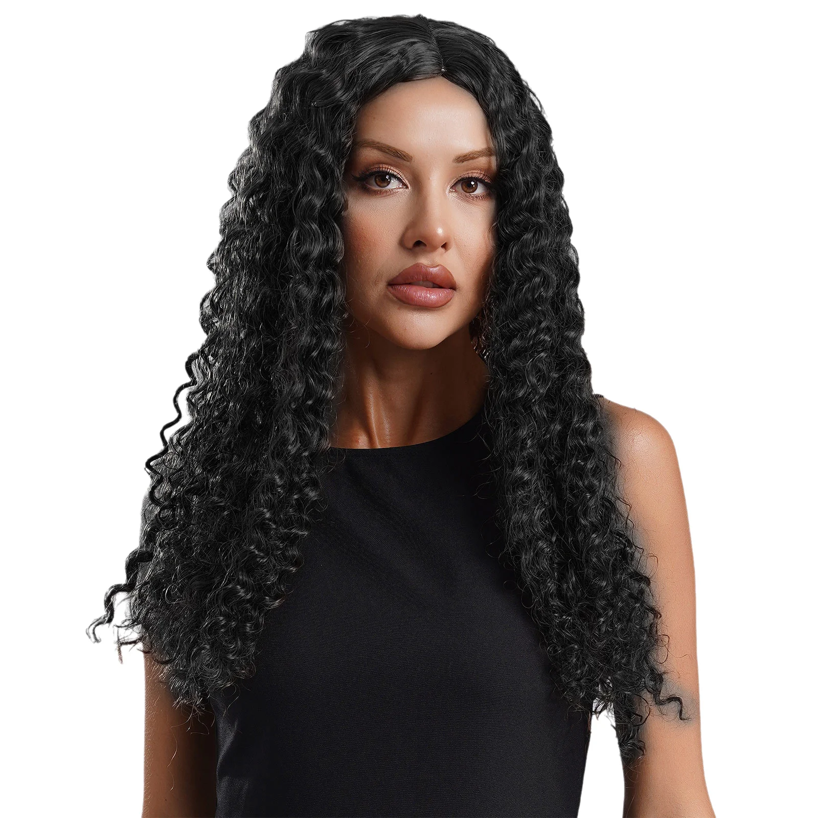 Womens Men Long Small Curly Wig Dreadlocks Frizzled Afro Wigs Frontal Wig for Rock Music Halloween Party Curly Human Hair Wig