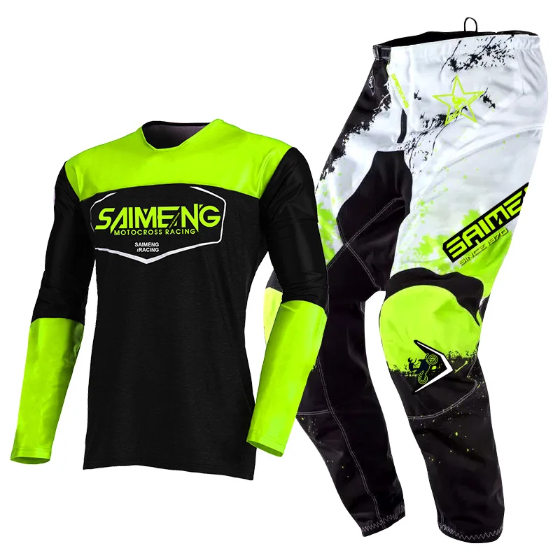 Motocross Jersey and Pant Kits Enduro Men Women Motorcycle Off-road cross MX racing suit MTB green blue red yellow orange black