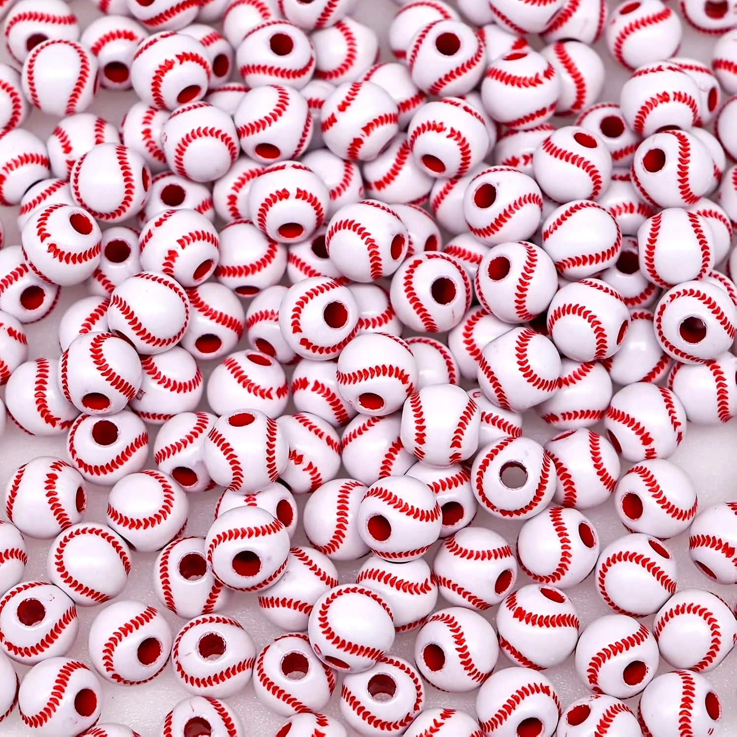 105pcs Baseball Beads Sport Bulk Beads for Jewelry Making, Bracelet Keychain Boys Bead Kit (Baseball)