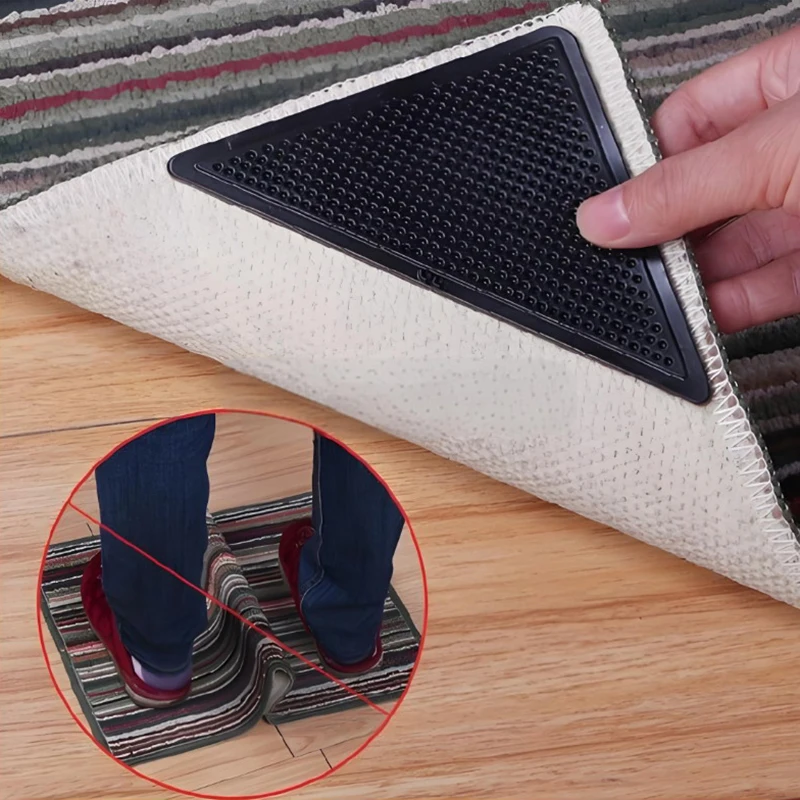 4/8 Pieces Triangle Carpet Fixing Stickers Non-slip Stickers Suitable For Tile Floor Carpet Mat Stickers
