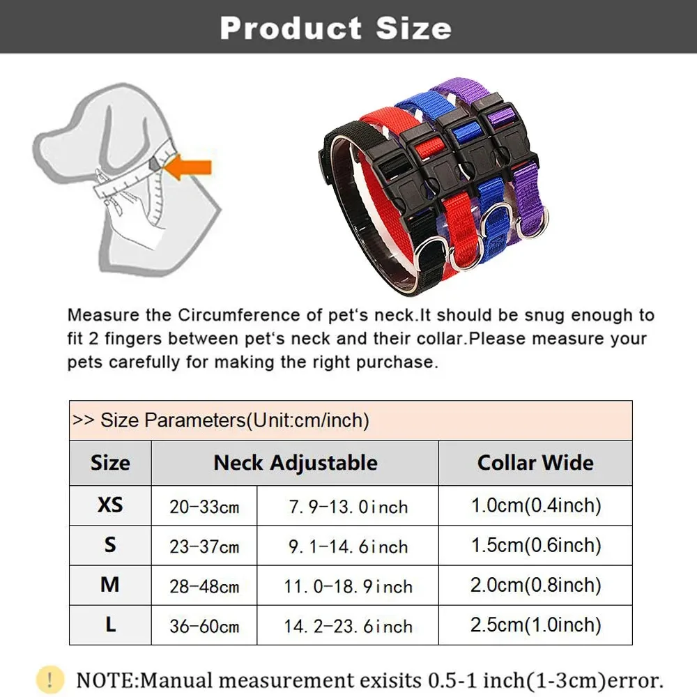 Classic Adjustable Nylon Dog Collar with Heavy Duty Clip Buckle Deluxe Webbing Collars for Small Medium Large Dogs