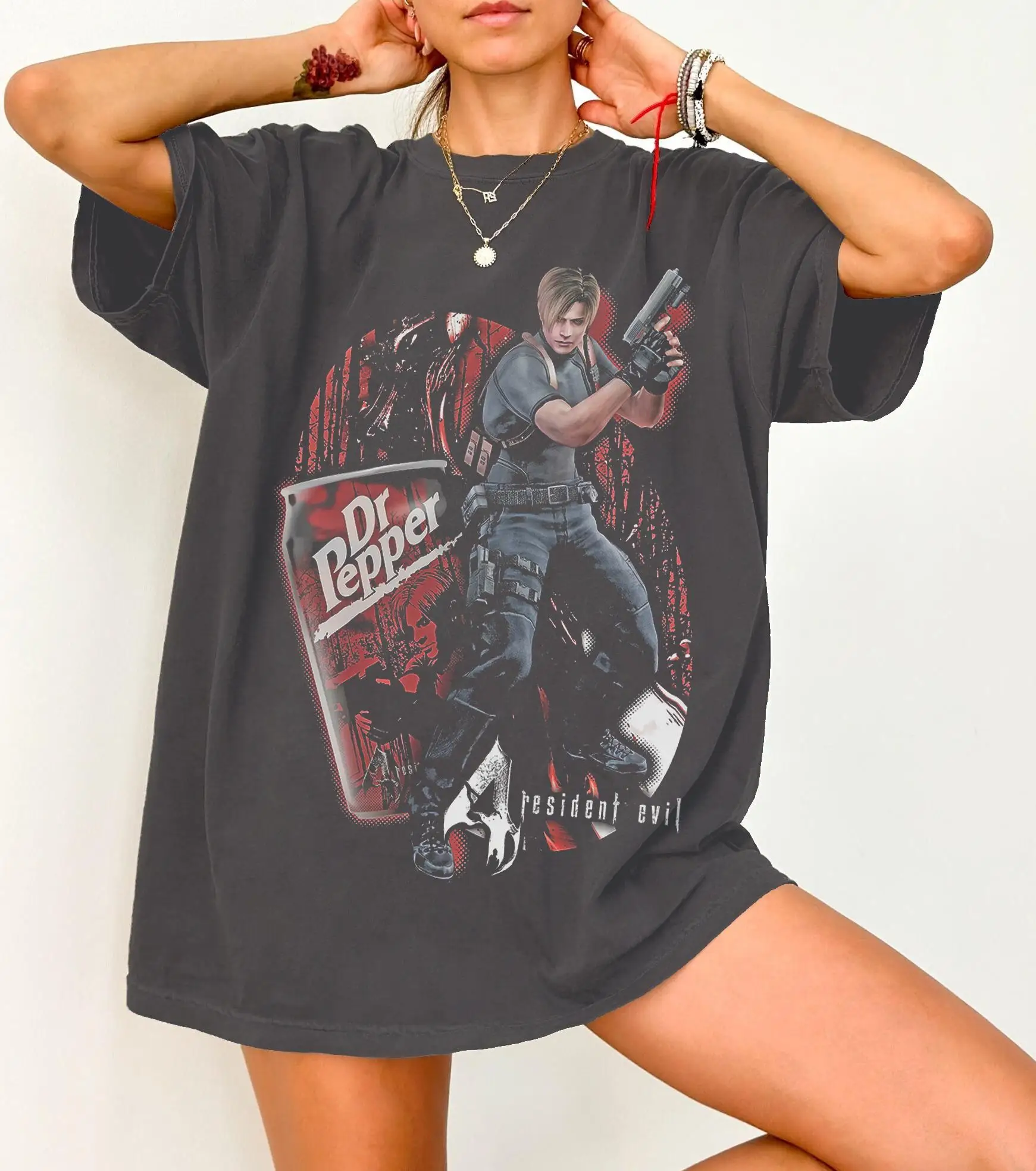 Leon S. Kennedy Resident Evil Vintage Shirt, Dr Pepper Meme T-Shirt, Reqium Aesthetic Tee  oversized t shirt t shirt women