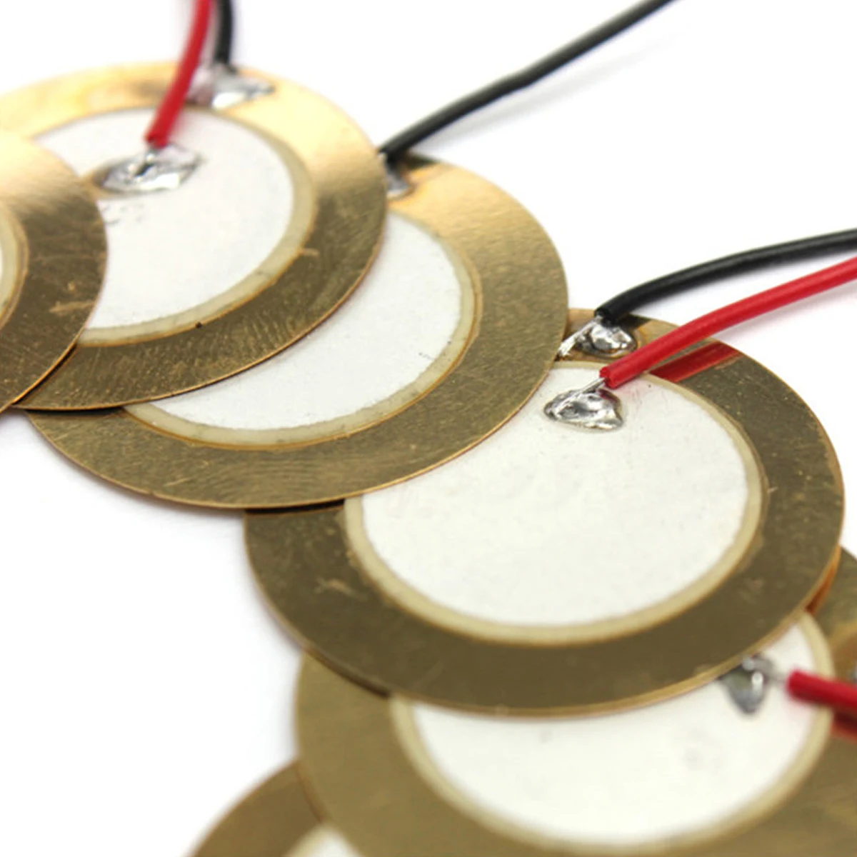 

10pcs 27mm Brass Beeping Sheet Copper Piezo Disc Sensor Guitar Accessory Pickup Diaphragm Low Voltage Thin Light for Clocks