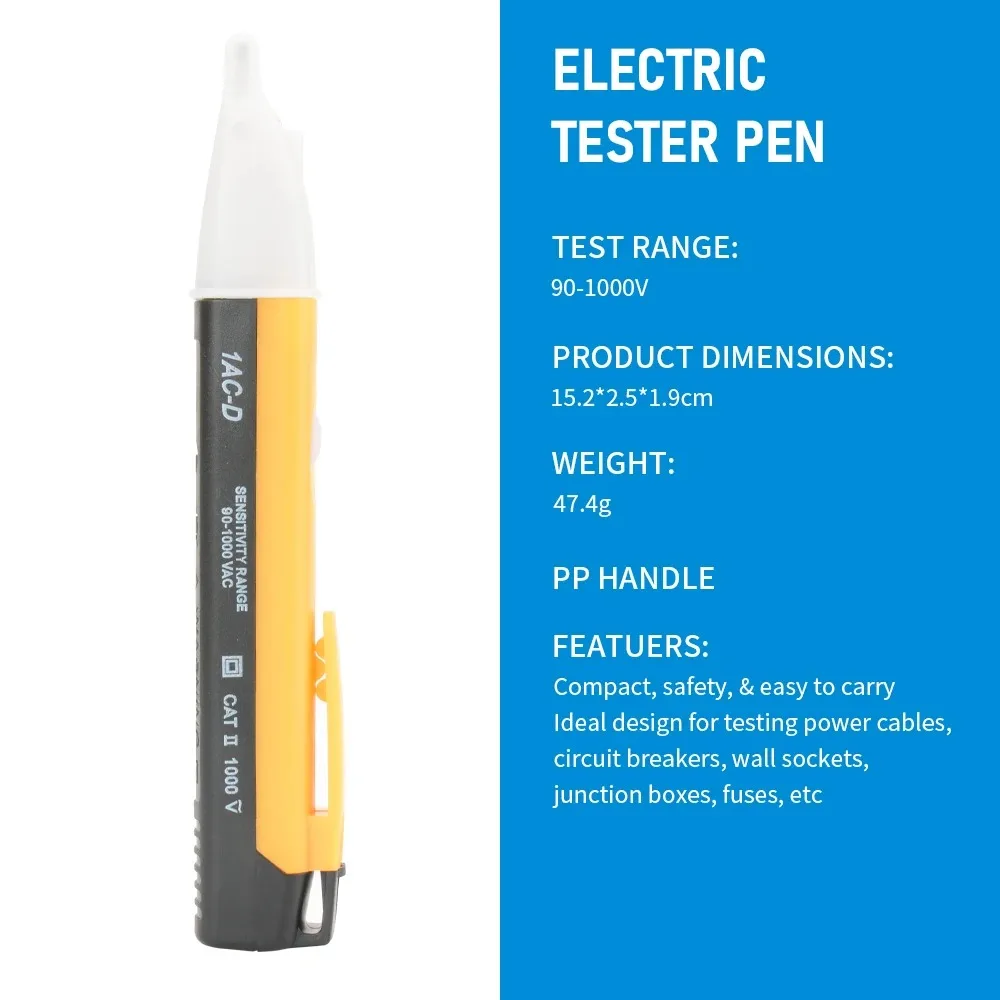 Non-contact Induction test Pencil 90-1000V Tester Electrical Socket Wall AC Power Outlet Voltage Detector Sensor Tester Pen LED