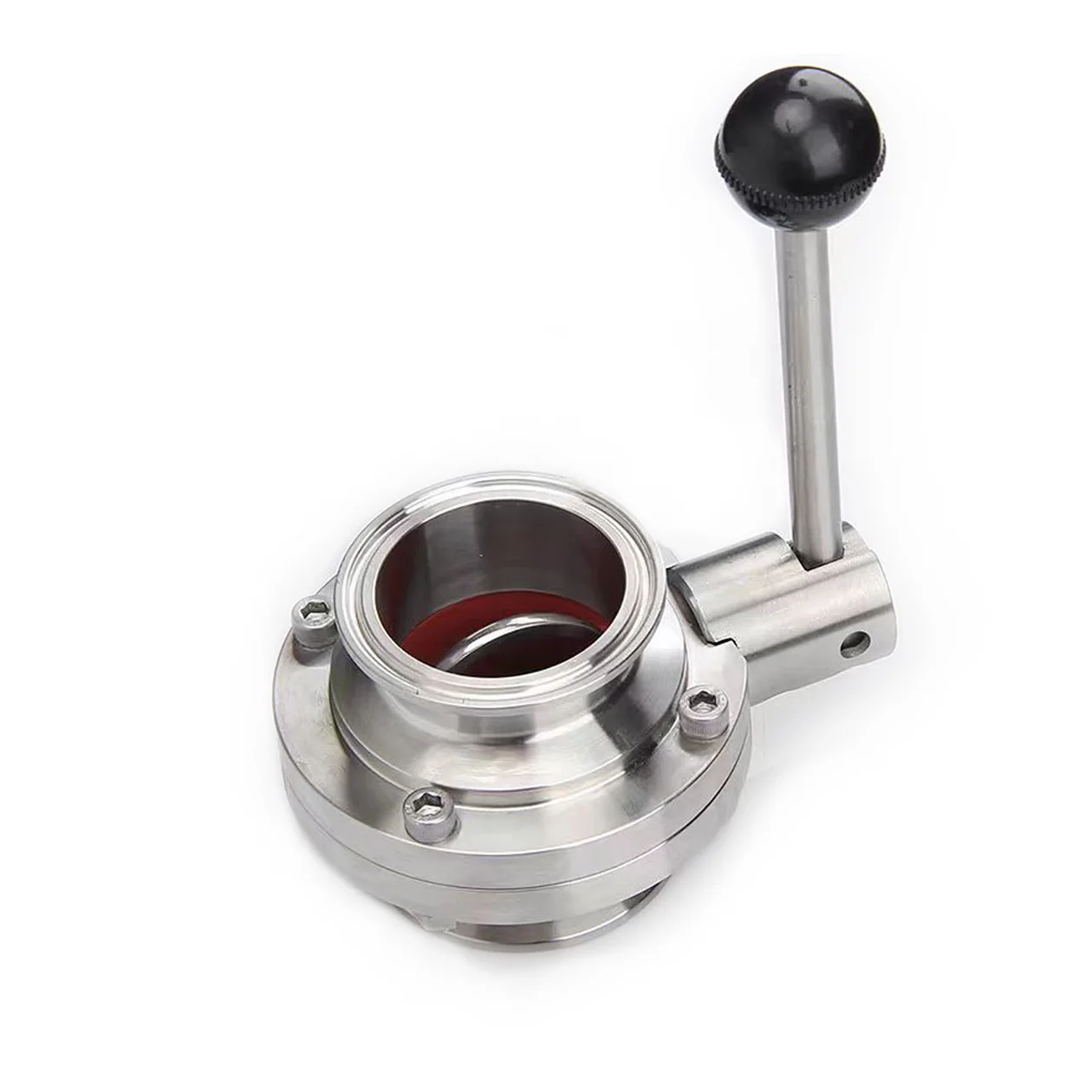 الفولاذ المقاوم للصدأ لحام صحي صمام فراشة يدوي الغذاء الصف النظافة صمام فراشة لحام