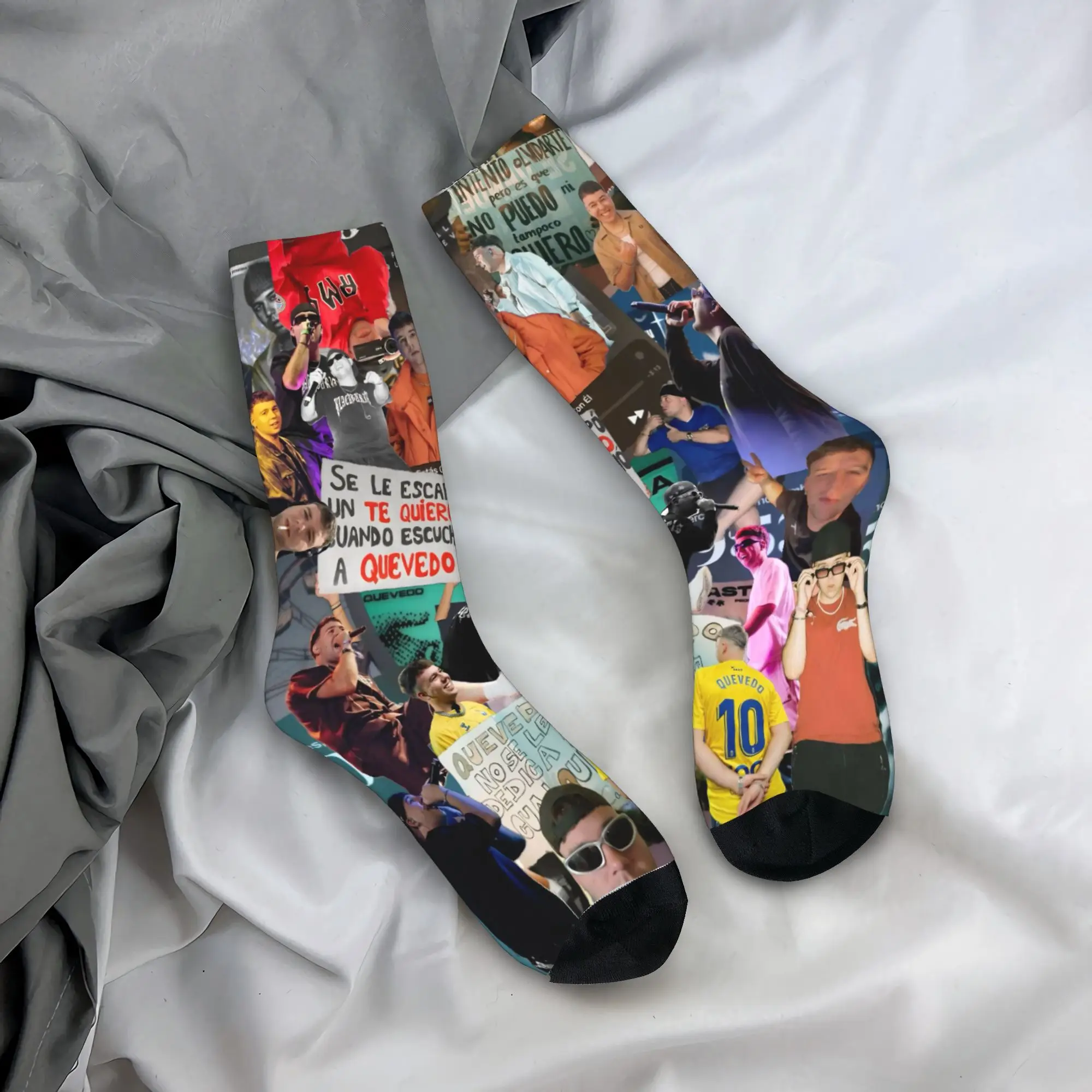 

Музыкальные чулки в стиле рэпера Quevedo, мужские носки, качественные забавные носки, весенние уличные нескользящие носки с графическим рисунком, идея подарка