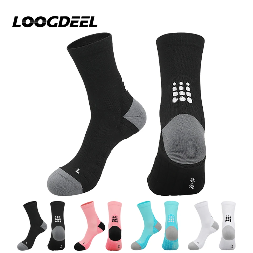 

Loogdeel Men's Marathon Socks Long Running Sports Socks Non-slip Moisture-wicking Cycling Socks Spring Breathable Crew Socks