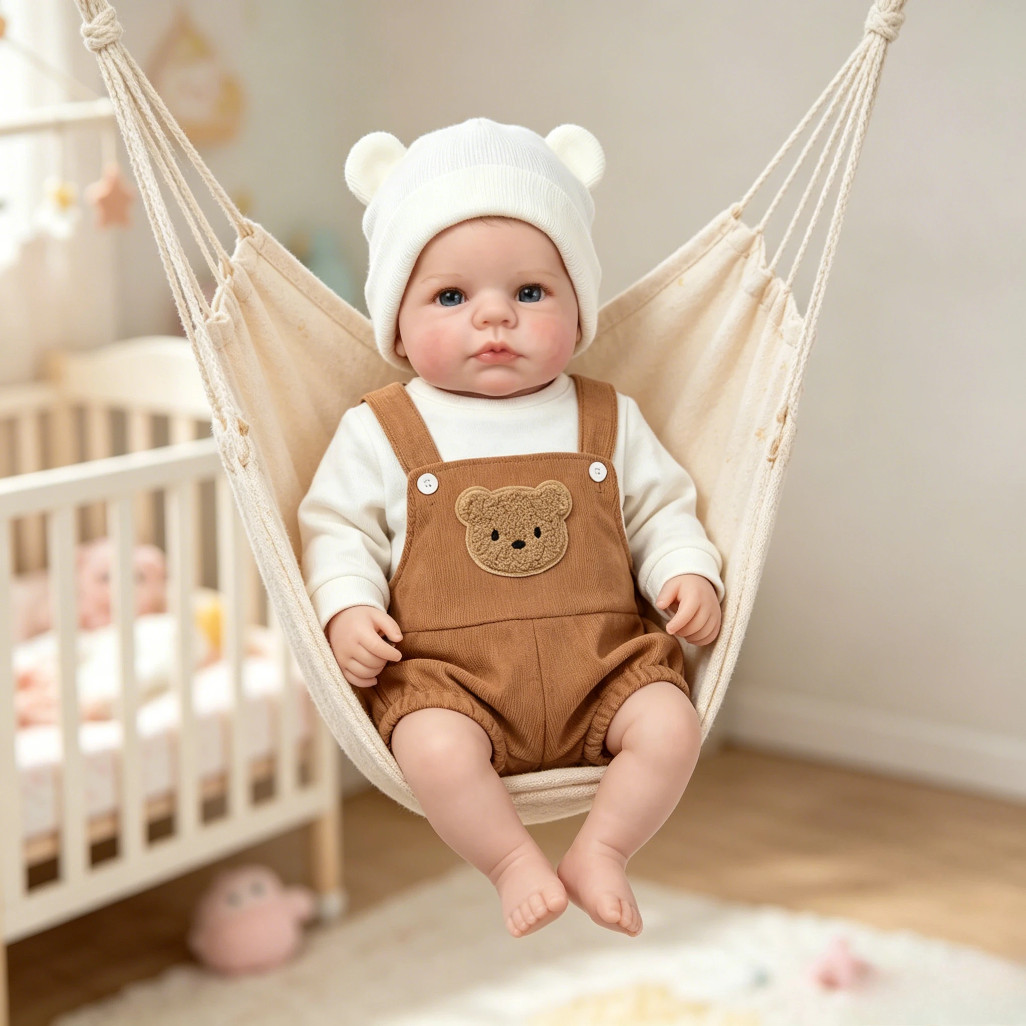 NPK 18 Inches Reborn Loulou Awake Realistic  Baby Handmade Soft Cuddly Body 3D Skin with Visible Veins High Quality