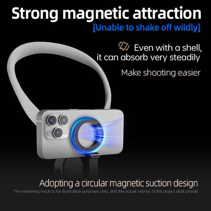 Neck Mount Magnetic Phone Clip 360° Rotation Phone Hold for iPhone16 15 SAMSUNG HUAWEI XIAOMI Action Camera Fixed Chest Shooting