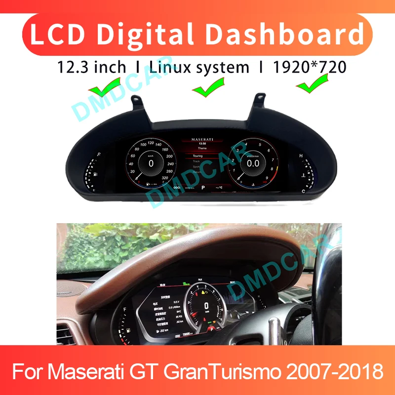 Car LCD Digital Dashboard For Maserati GT GC Grancabrio GranTurismo 2007-2017 Virtual Cockpit Speedometer Instrument Cluster