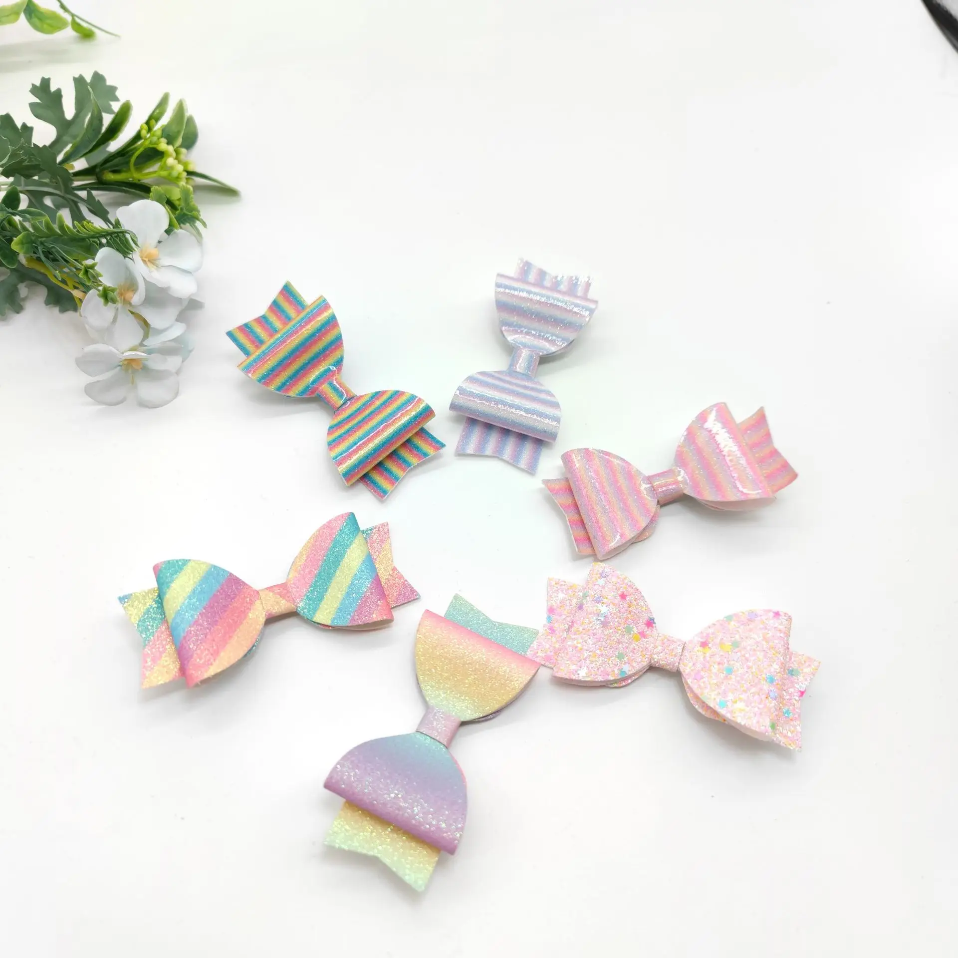 Fashion Cute Rainbow Pink Bow Headband for Girls Headbands Glitter Kids Sparkle Headbands Bow Headbands Sweet for Toddlers/Kid