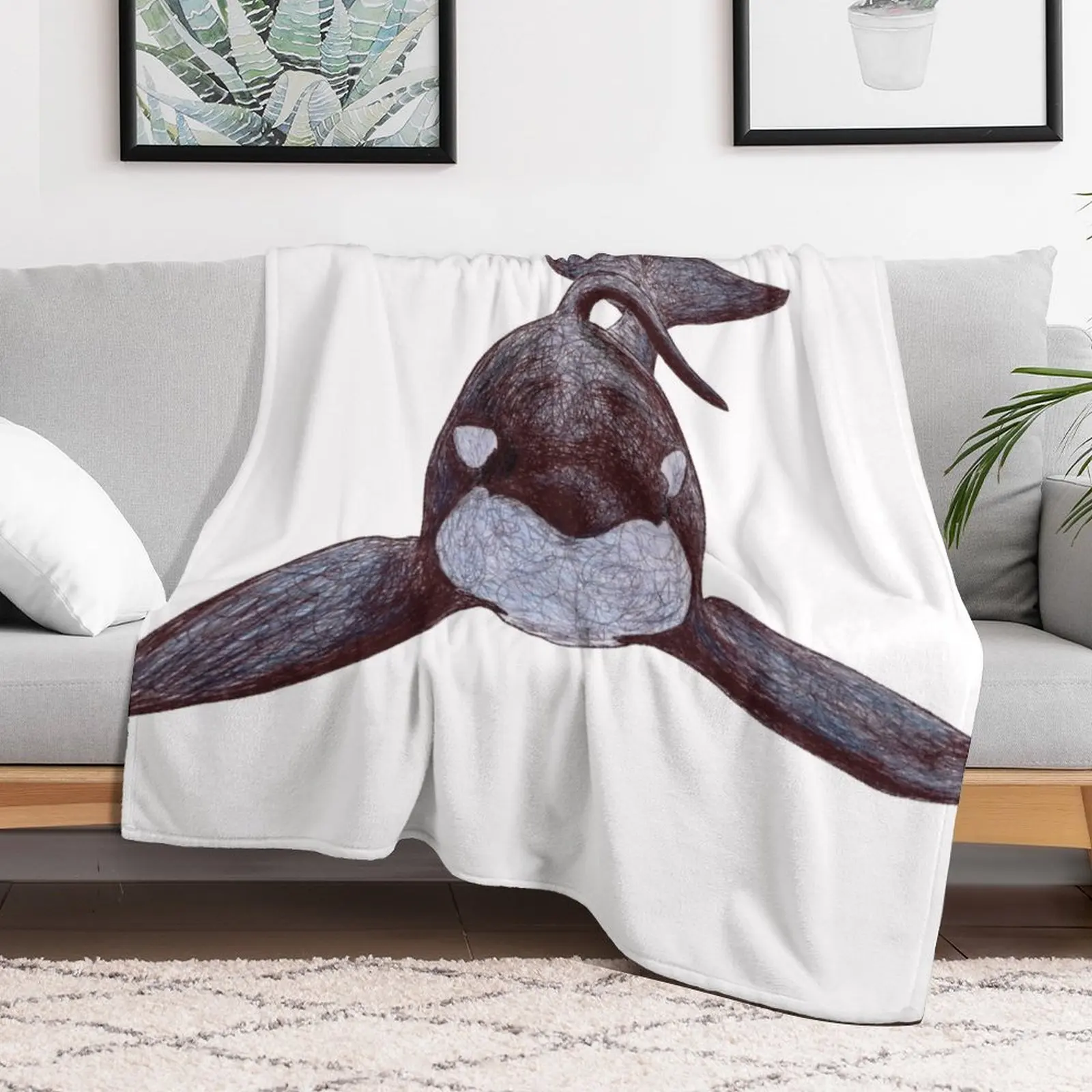 Bingo the Killer Whale Scribble Throw Blanket