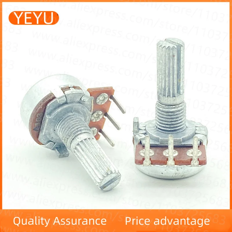 2PCS Type 16 A10K Internal Bending Foot 3-pin Single Power Amplifier Speaker Volume Control Potentiometer A103 20mm Shaft