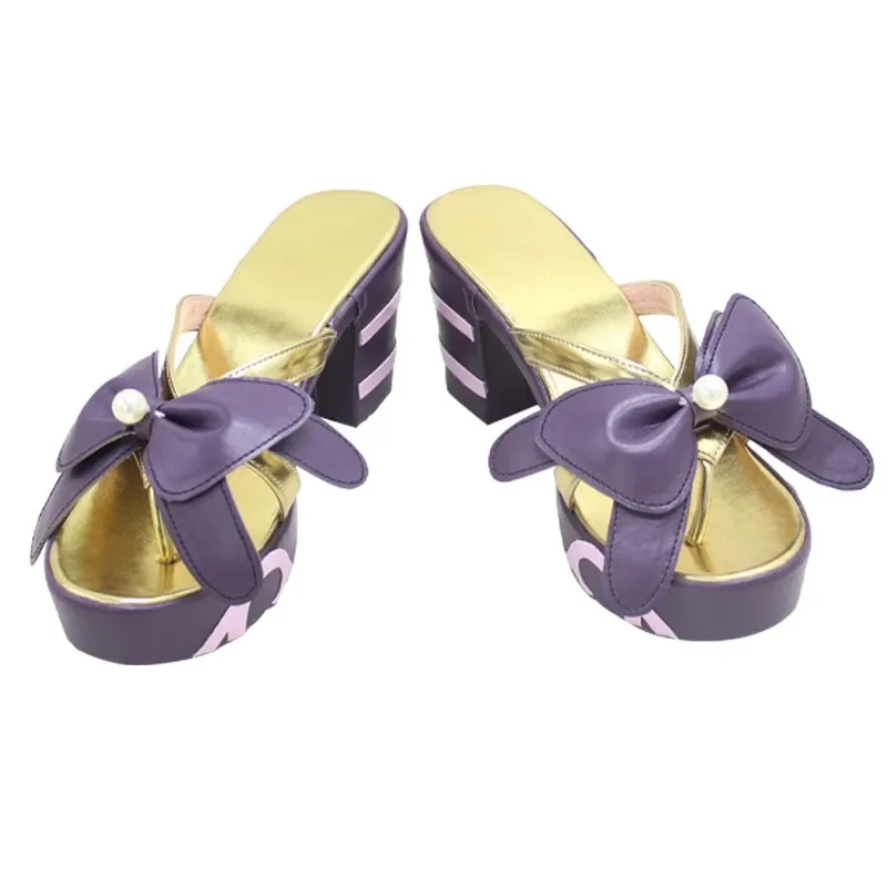 Genshin-zapatos de Cosplay de Sangonomiya Kokomi para mujer y niña, pajarita, disfraz de fiesta de cuero PU, zapatos Sangonomiya para Halloween, verano