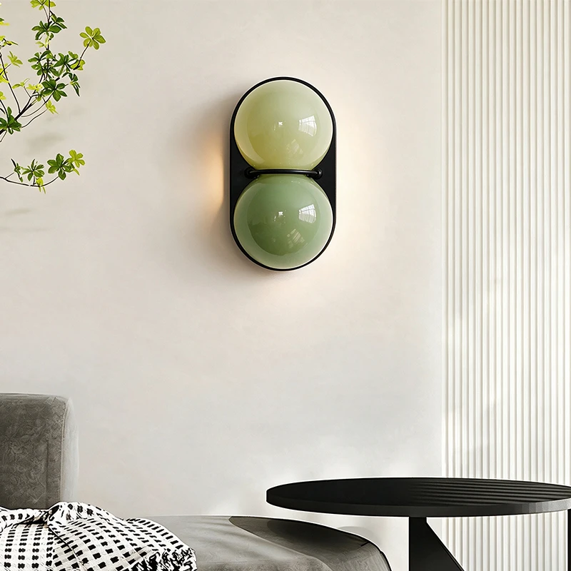Cream Glass Wall Light Double-Headed Ball Wall Lamp G9 Light Lulb For Bedroom Living Room Hallway Room Entryway Decoration