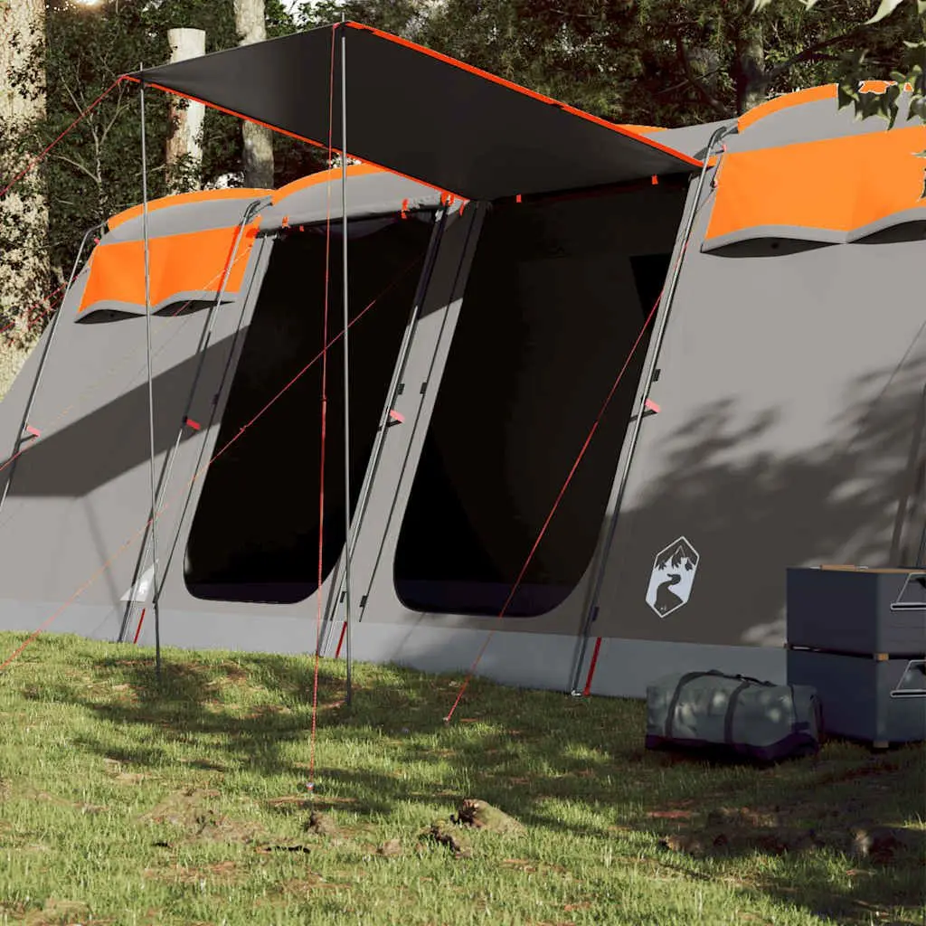 

Family Tent Tunnel 10-Person Grey and Orange Waterproof