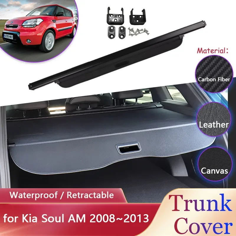 Car Trunk Curtain for Kia Soul AM 2008~2013 2009 2010 Car Waterproof Retractable Luggage Cargo Pad Partition Covers Accessories