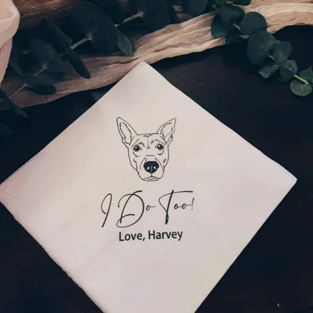 

50Pcs Personalized Pet Napkins for Wedding, Custom Dog Party Napkins, Unique Shower Napkin, Customized Cat Napkins, Special Birt
