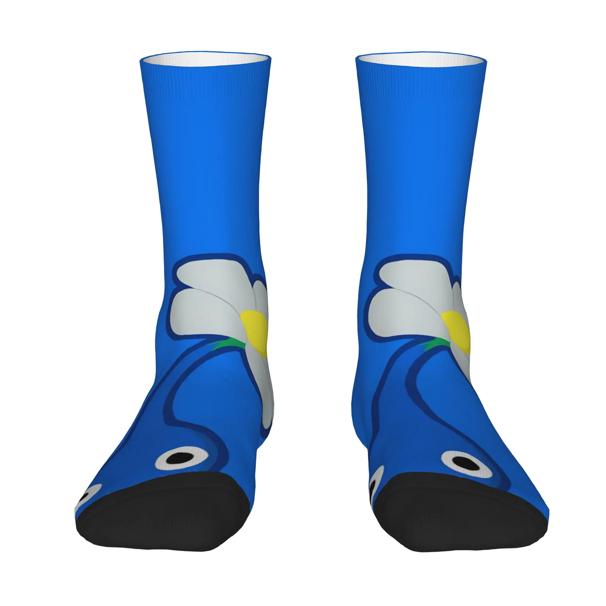 1 Pair Funny Crazy Sock for Men Single Blue Sprout Character Hip Hop Vintage P-Pikmin Pattern Printed Sock Novelty