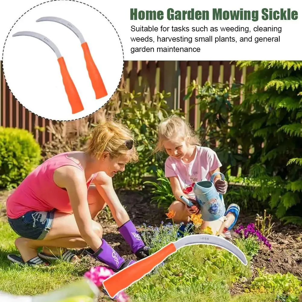 Stainless Steel Weeding Sickle With Wooden Handle Sickle Scythe Farming Tool Kit With Teeth For Weed Removal Lawn Patio Terrace