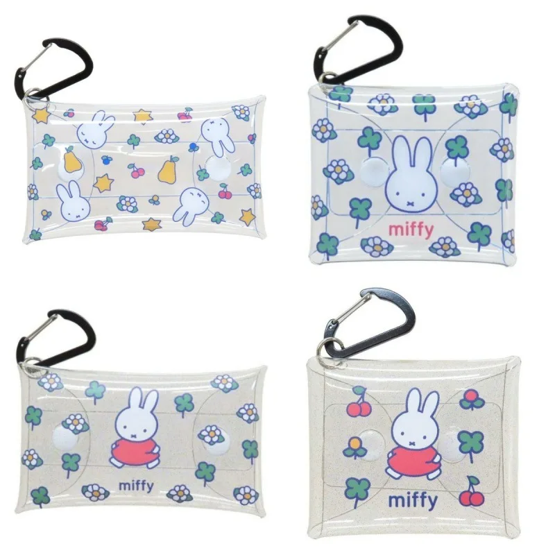 Kawaii Miffy Niedliche Transparente PVC-Aufbewahrungstasche Kosmetiktasche mit Cartoon-Muster Schlüsselanhänger Kopfhörer-Münzbörse Geschenk-Spielzeug für Mädchen