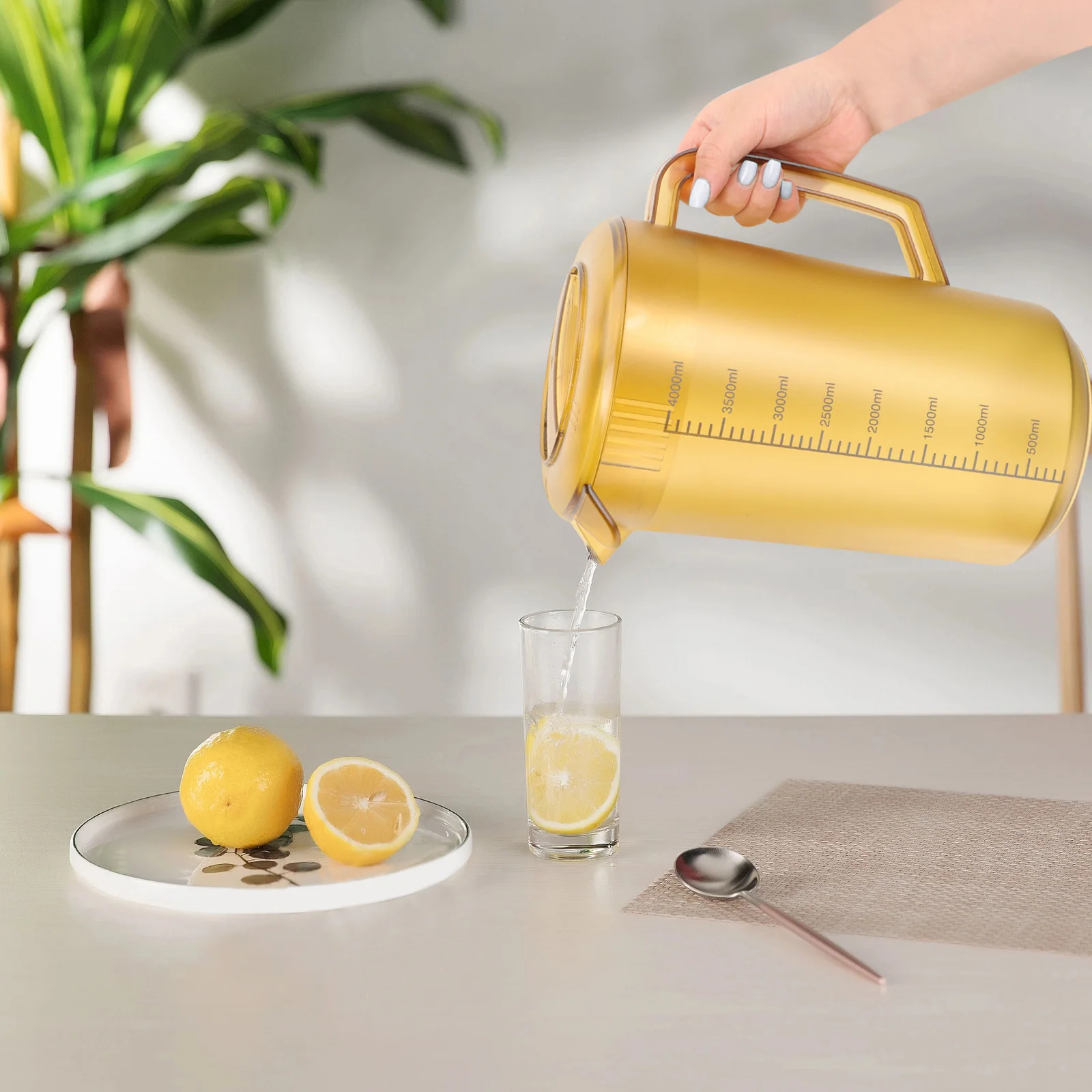 

Clear Acrylic Water Pitcher with Scale Large Capacity Lightweight Plastic Beverage Jug for Cold Drinks Coffee Milk Storage