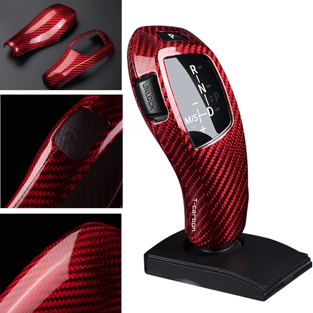 

Red Carbon Fiber Gear Shift Knob Cover Trim For BMW F20 F22 F30 F32 F10 X5