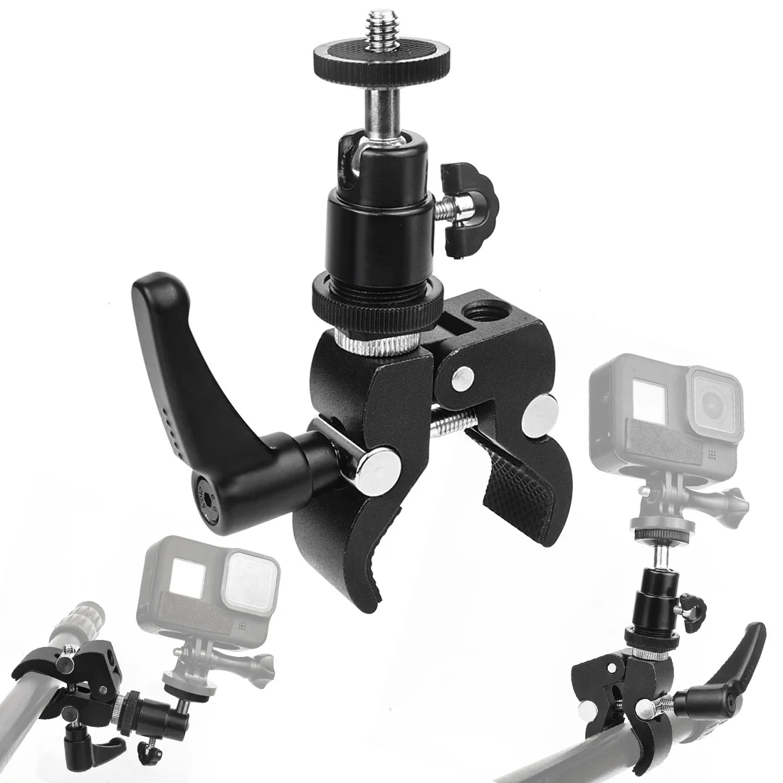 Mini-Metallkugelkopf 360 ° Schwenkbarer Stativ-Kugelkopf mit Cold-Shoe-Halterung, 1/4-Zoll-Schraube, 2,5 kg Tragkraft für DSLR-Kamera, Webcam, Blitz, Vlog-Rig – Detail 38