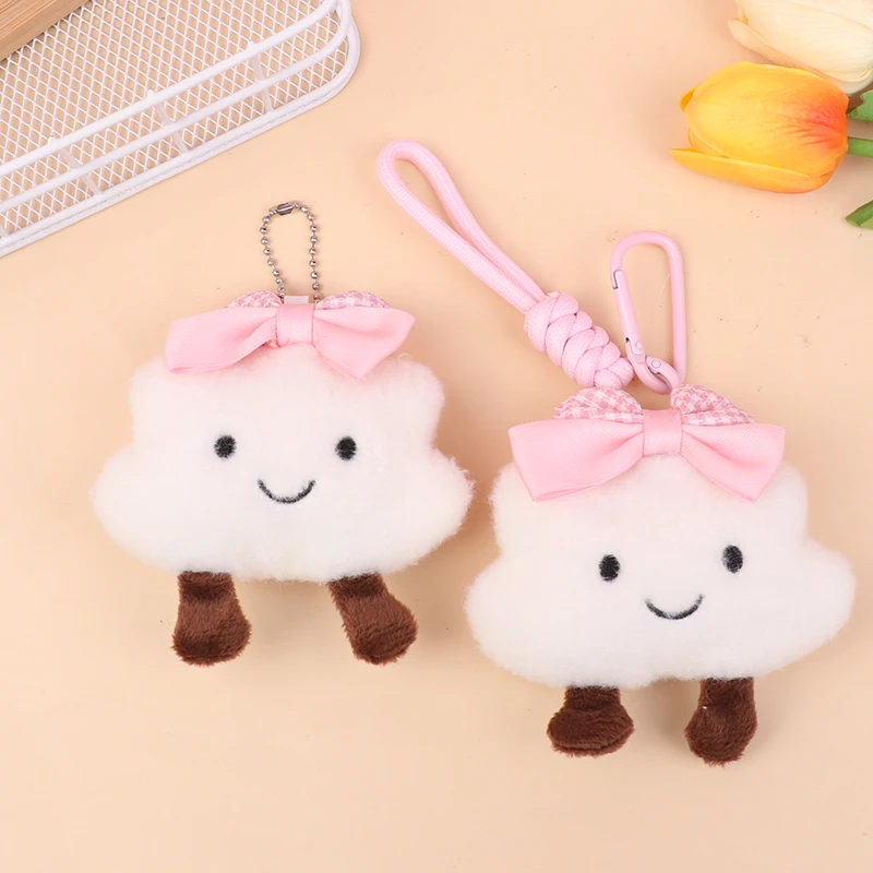 Leuke Boog Wolken Pluche Sleutelhangers Kawaii Cloud Gevulde Pop Sleutelhanger Meisjes Tas Hanger Rugzak Opknoping Decor Autosleutel Accessoires