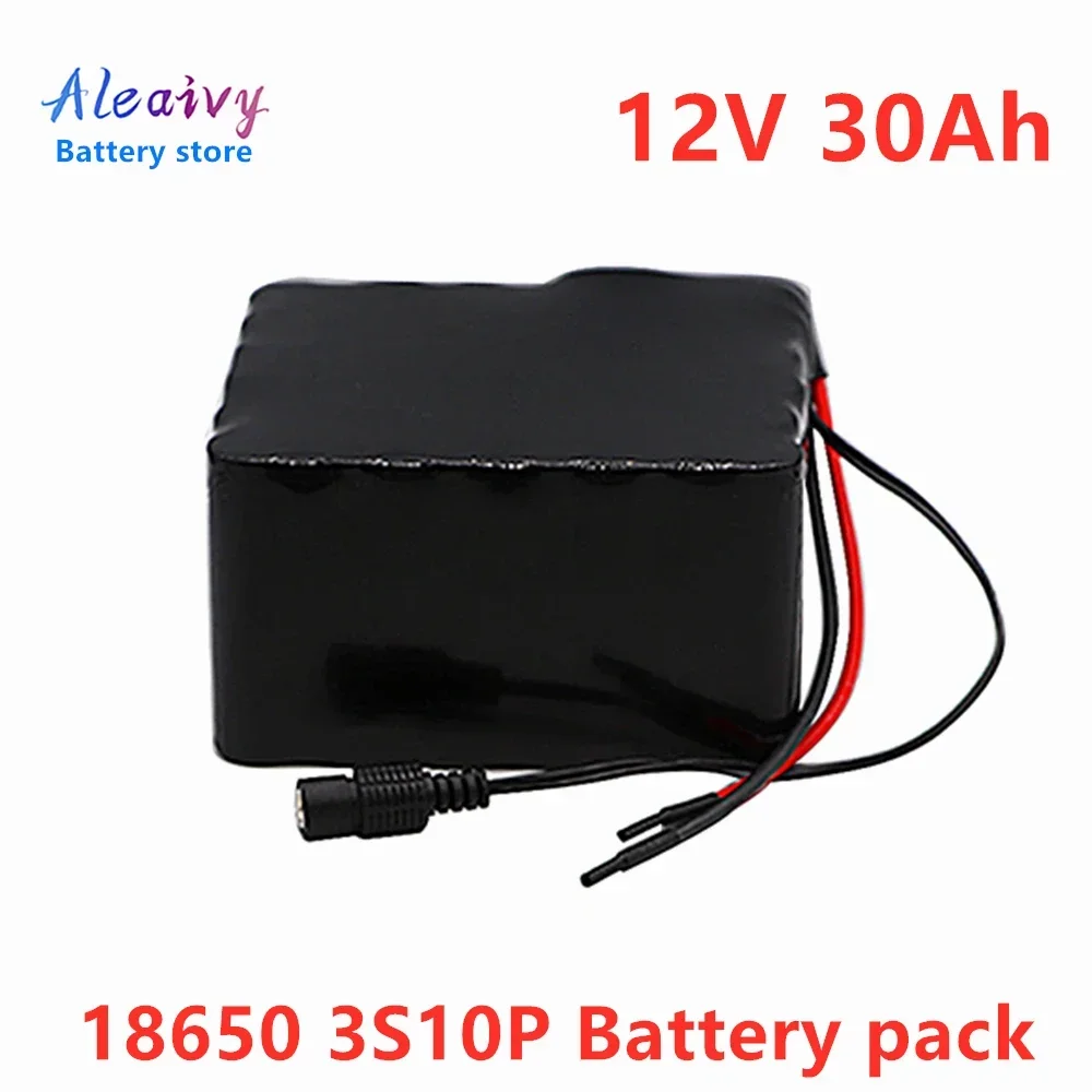 

Aleaivy 12V 30Ah 3S10P 11.1V 12.6V Lithium Battery Pack for Inverter Xenon Lamp Solar Street Light Sightseeing Car Etc + charger
