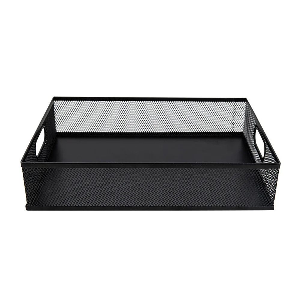 1 st Metalen Bestand Zwart Premium Ijzer Desktop Creatieve Lade Opbergdoos Voor Office Home Briefpapier Organisator Opbergvak