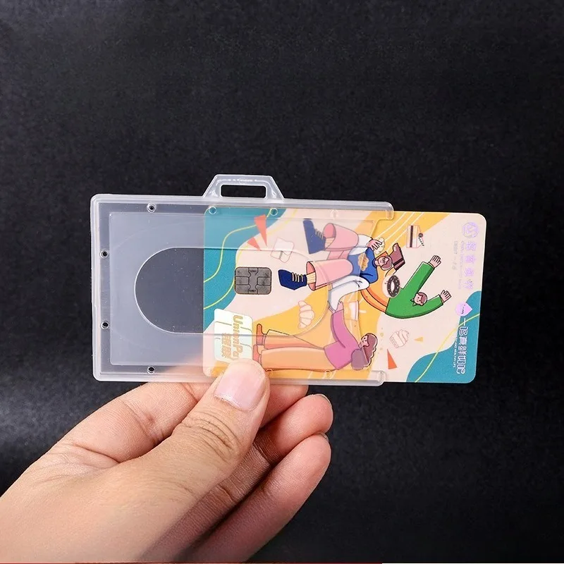 2Pcs/Set Transpaent ID Work Card Holder Pass Access Bus Pass Badge Card Cover Sleeve Badge Protector Working Permit Case