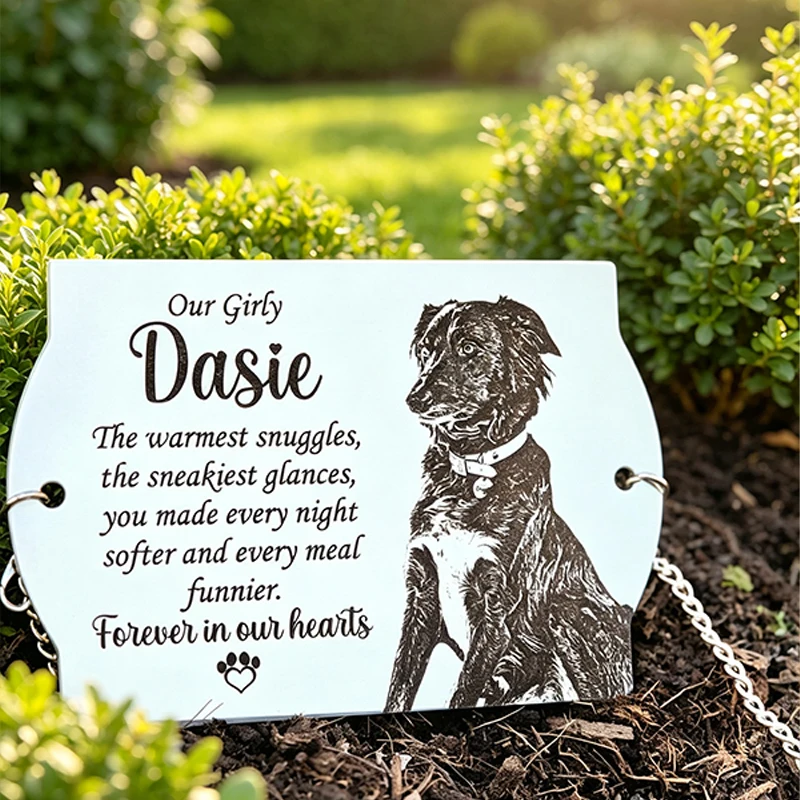 Custom Pet Souvenirs Stainless Steel Laser Engraved Photo And Name Tag Supports Custom Shapes Pet Memorial Plaque Custom Pendant