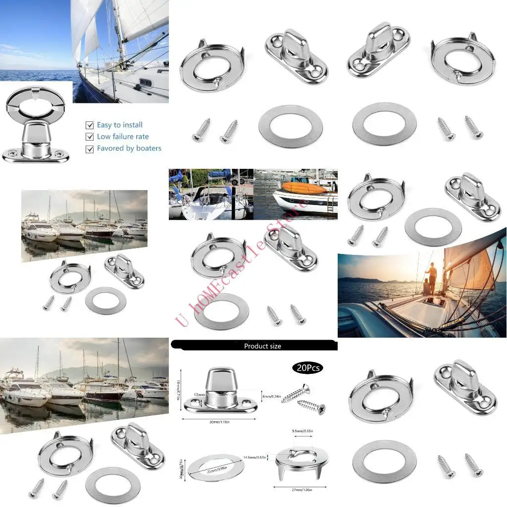 63HF 20 Pieces Set of Stainless Steel Twist Lock Fasteners for Canvas and Marine Applications Includes Eyelets and Studs