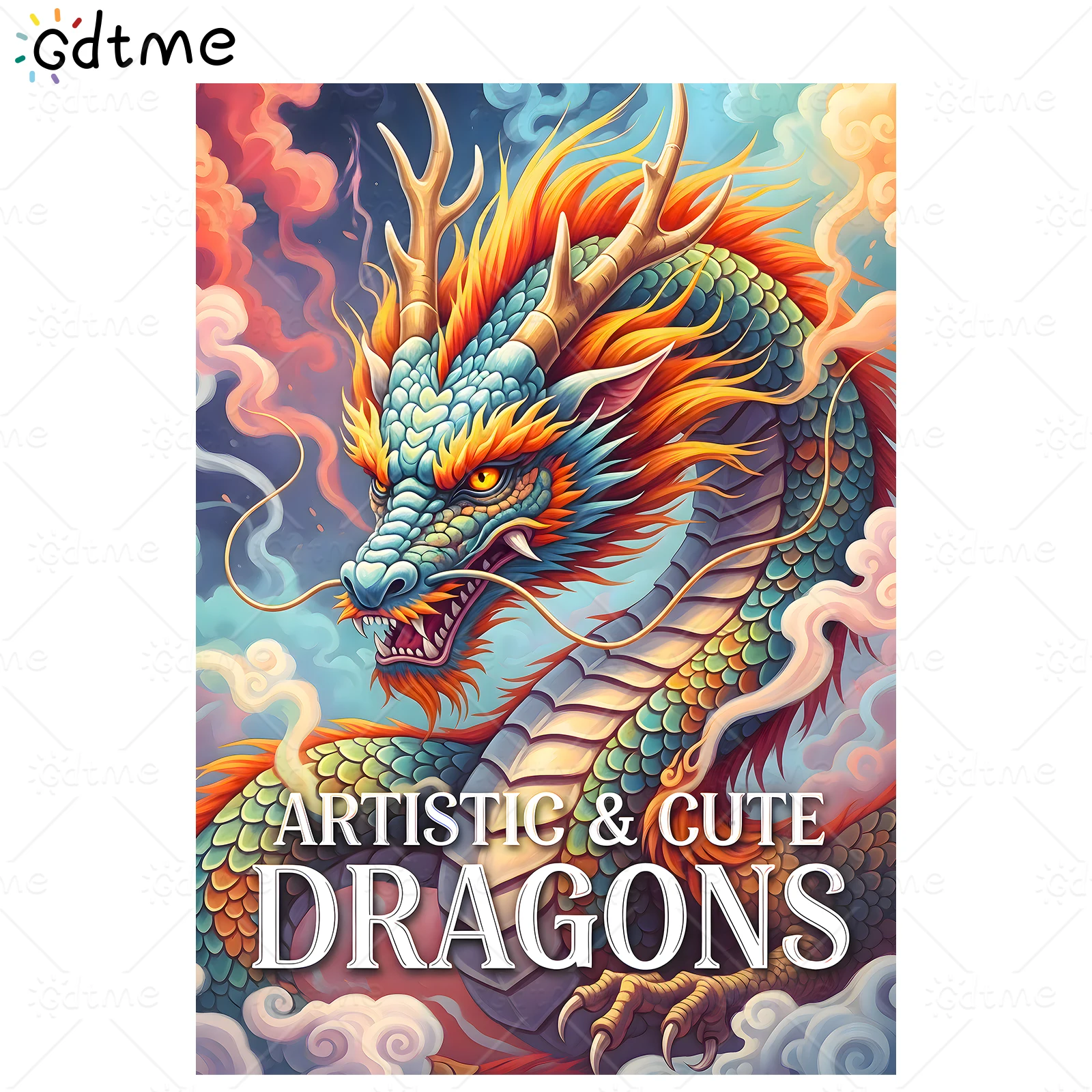ARTISTIC & CUTE DRAGONS Coloring Book for Adult Bold-easy Pattern for Relaxation Kids Educational DIY Painting Drawing Book