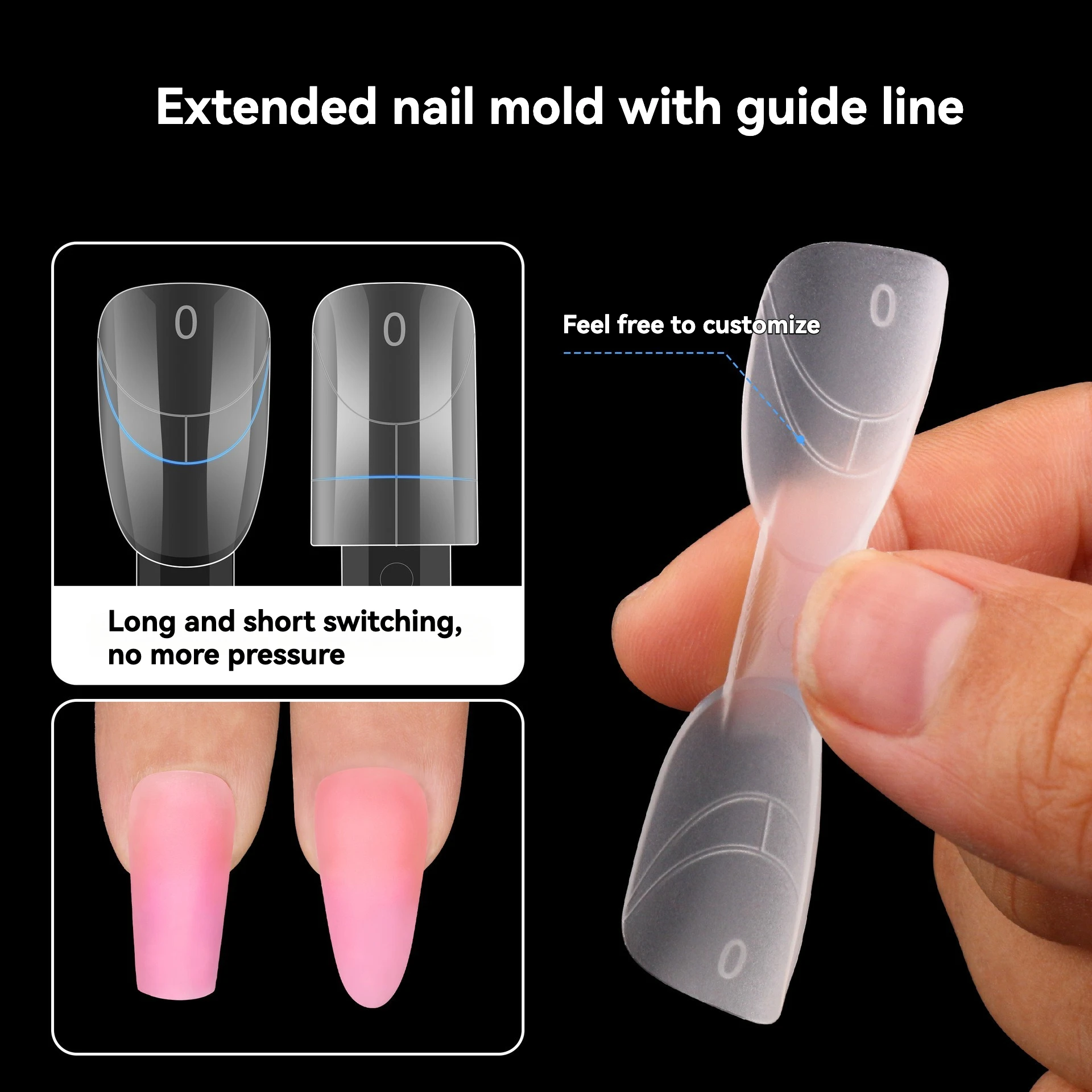 2-in-1 Matte super short Dual Ended Nail Forms 140PCS – Square & Coffin Matte Molds, 14 Sizes for Builder Gel Nail Extension
