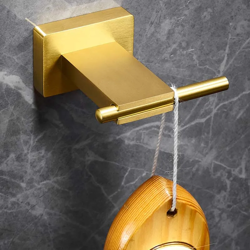 Modern minimalist 100% 59# Brass Bathroom Clothes Hook Brushed Gold Coat Hooks Towel Hook Black Single Robe Hook Hanger Wall