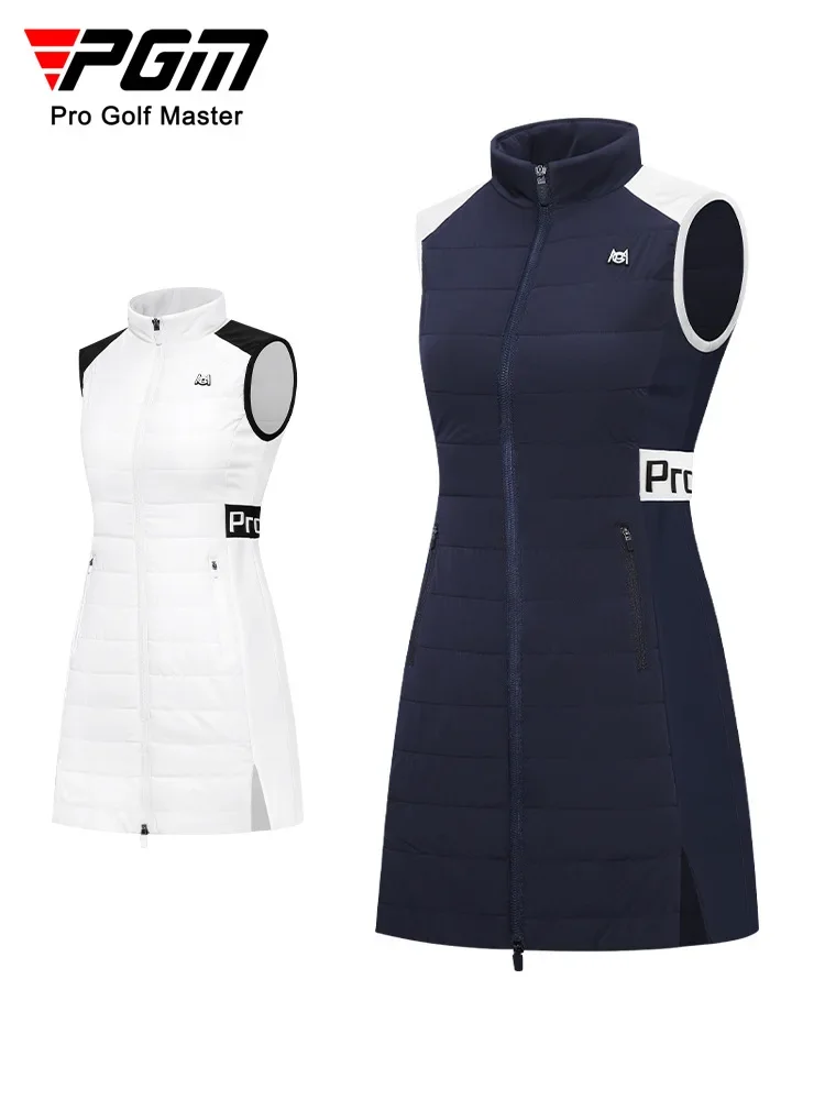 PGM Autumn and Winter New Golf Women's Mid length Vest Warm Women's Cotton Jacket Sportswear