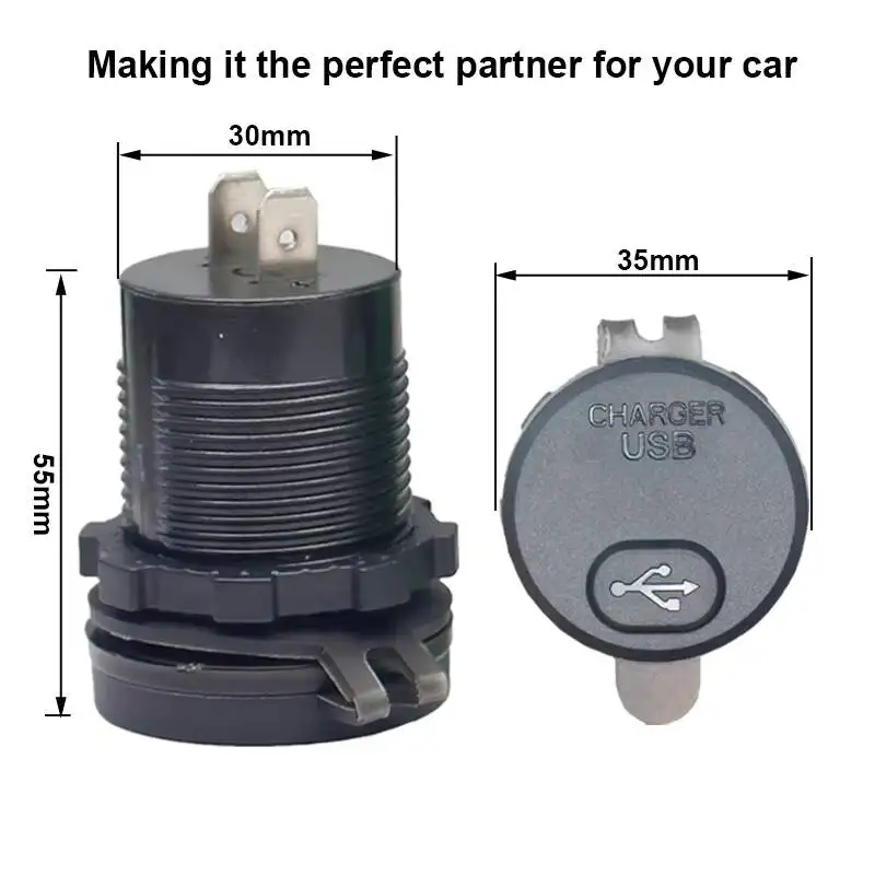QC 3.0 Fast Car 3 In 1 Voltmeter Display Rocker Switch USB Charger
