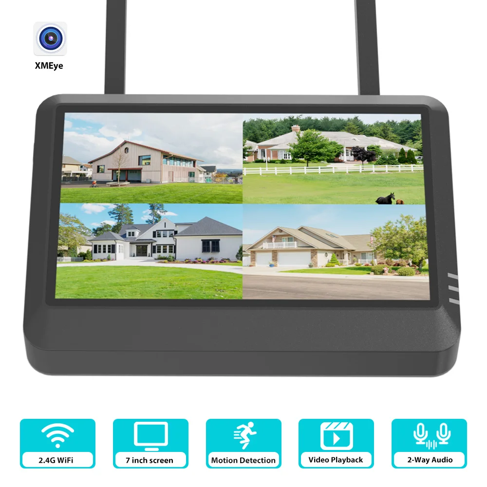 

8CH NVR With WIFI Monitor Wireless Security Home Recorder 7-inch Video Surveillance System H.265 Monitor XMeye