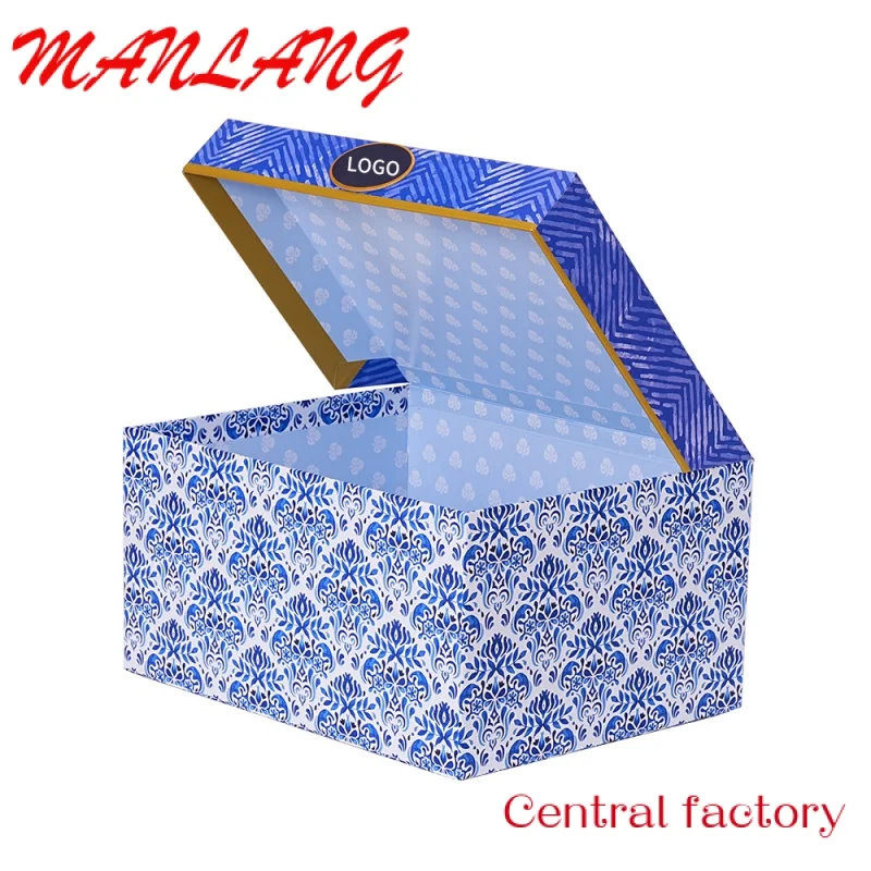 Custom  Custom luxury blue paper packing gift box high quality cardboard folding gift box gift boxes for present flip top cardbo