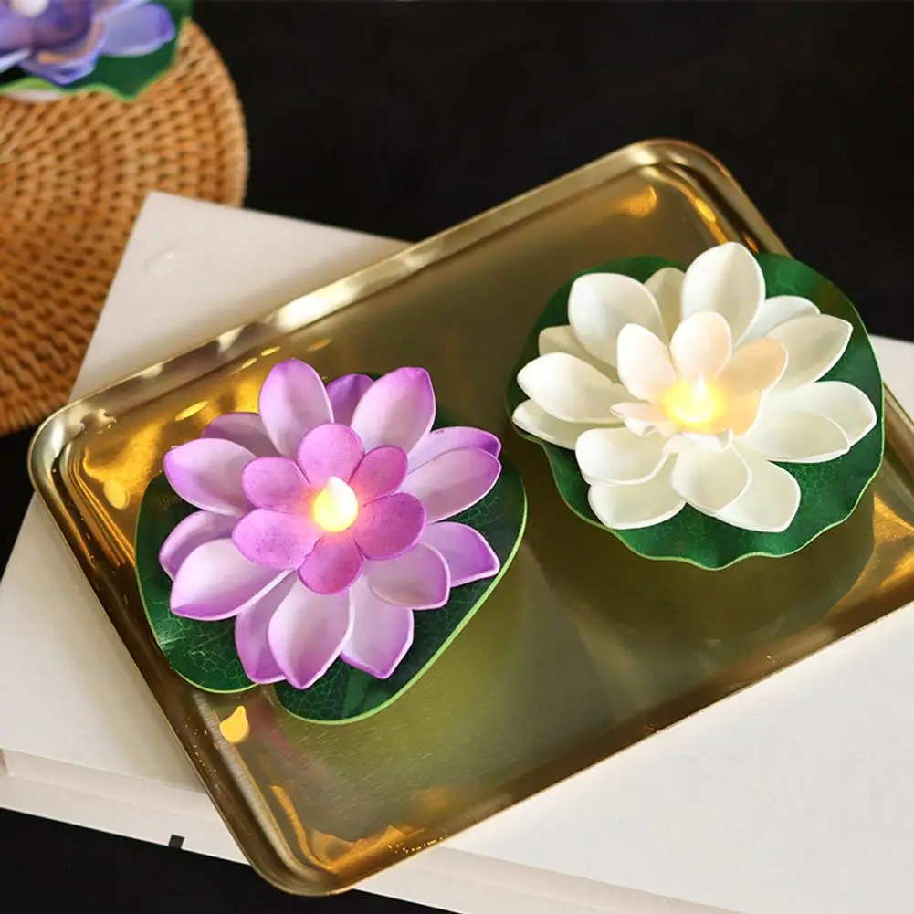 Solar Floating Pool Lights Outdoor Lotus Pond Decoration RGB LED Lamp Lotus Waterproof D3Z7