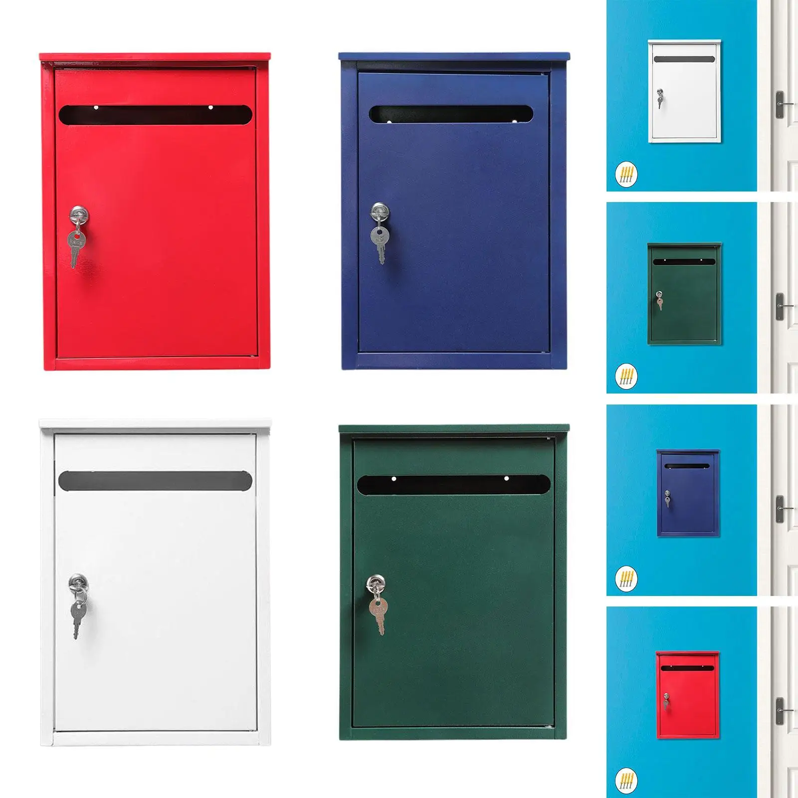 

Metal Post Box Wall Mount Letter Box Apartment Building Large Capacity House Postal Box Lockable Mailbox Wall Mount Mailbox