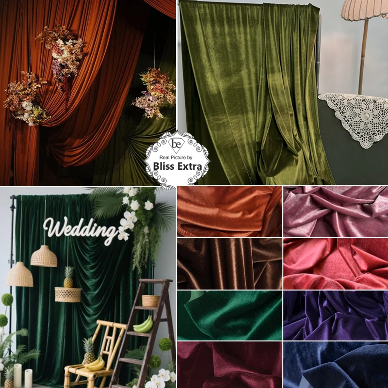 

Мягкая эластичная бархатная ткань шириной 175 см для торжественного платья, фоны для украшения свадебной вечеринки, занавеска, ткань, материал для шитья своими руками