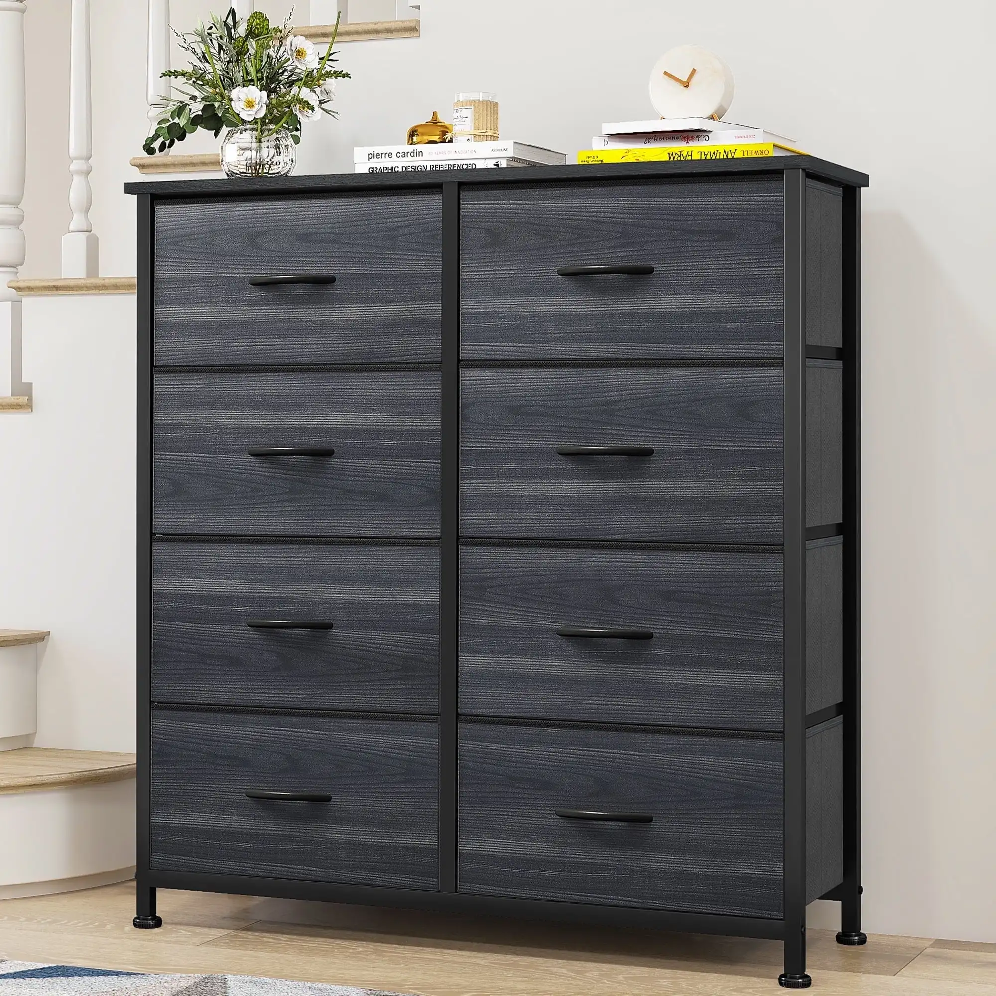 

Charcoal Black 8-Drawer Fabric Dresser for Bedroom, Storage Tower for Adults & Teens, Closet